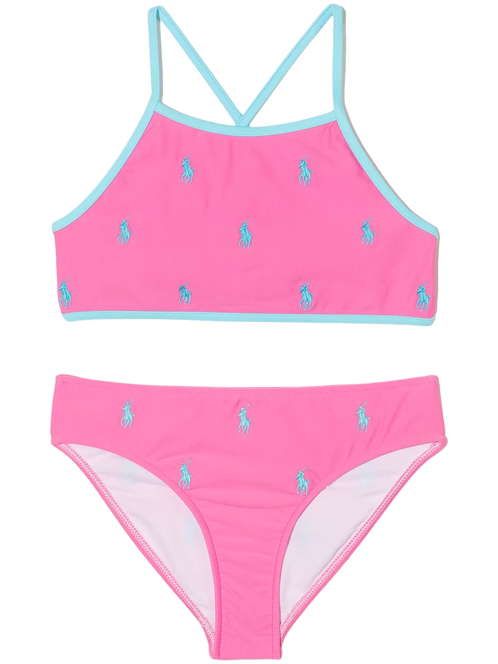 

Ralph Lauren Kids tankini con logo bordado - Rosado