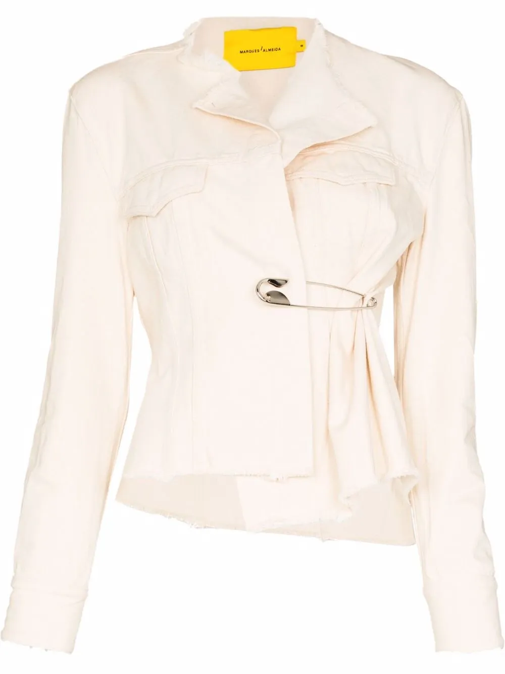 Marques Almeida safety pin Asymmetric Denim Jacket Farfetch