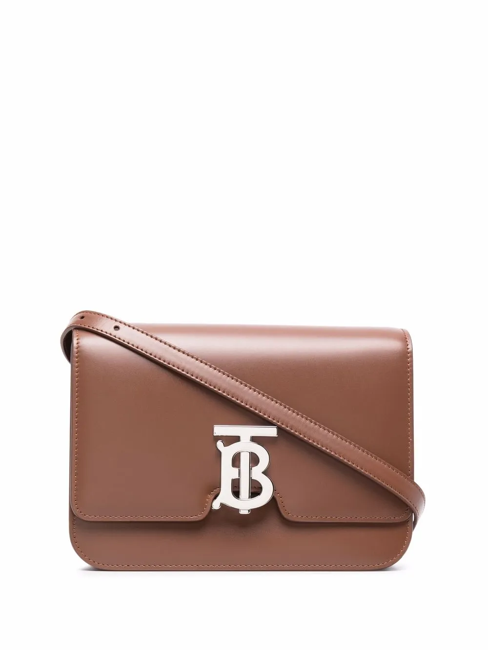 Burberry Malt Brown Tb Leather Bag