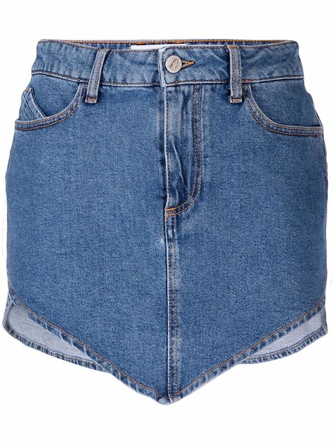 The Attico pointed-hem denim skirt