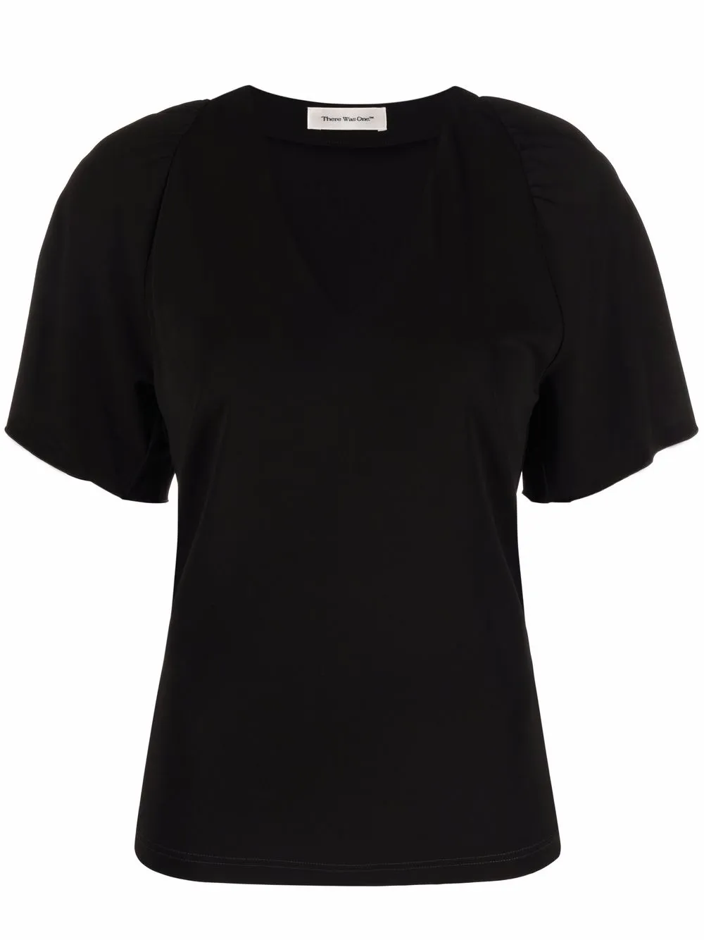 

There Was One blusa manga corta con cuello en V - Negro