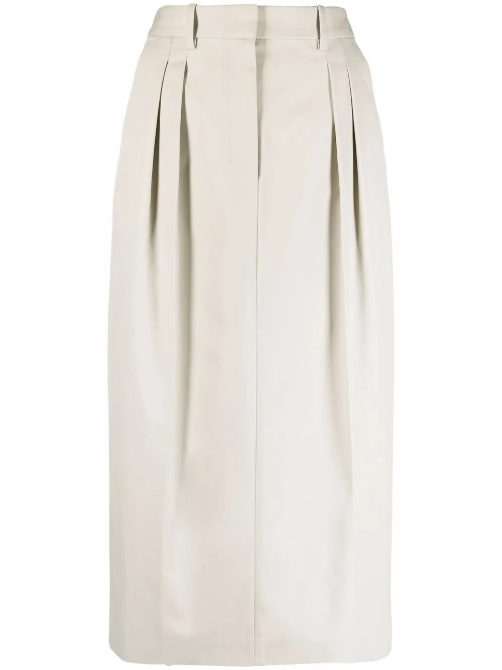 

There Was One pleat-detail mid-length skirt - Neutrals