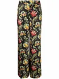 Alberto Biani floral-print straight-leg trousers - Black