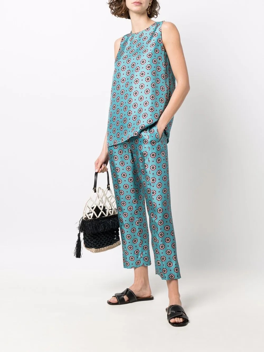 Alberto Biani Mouwloze blouse - Blauw