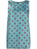 Alberto Biani medallion-print sleeveless silk blouse - Blue