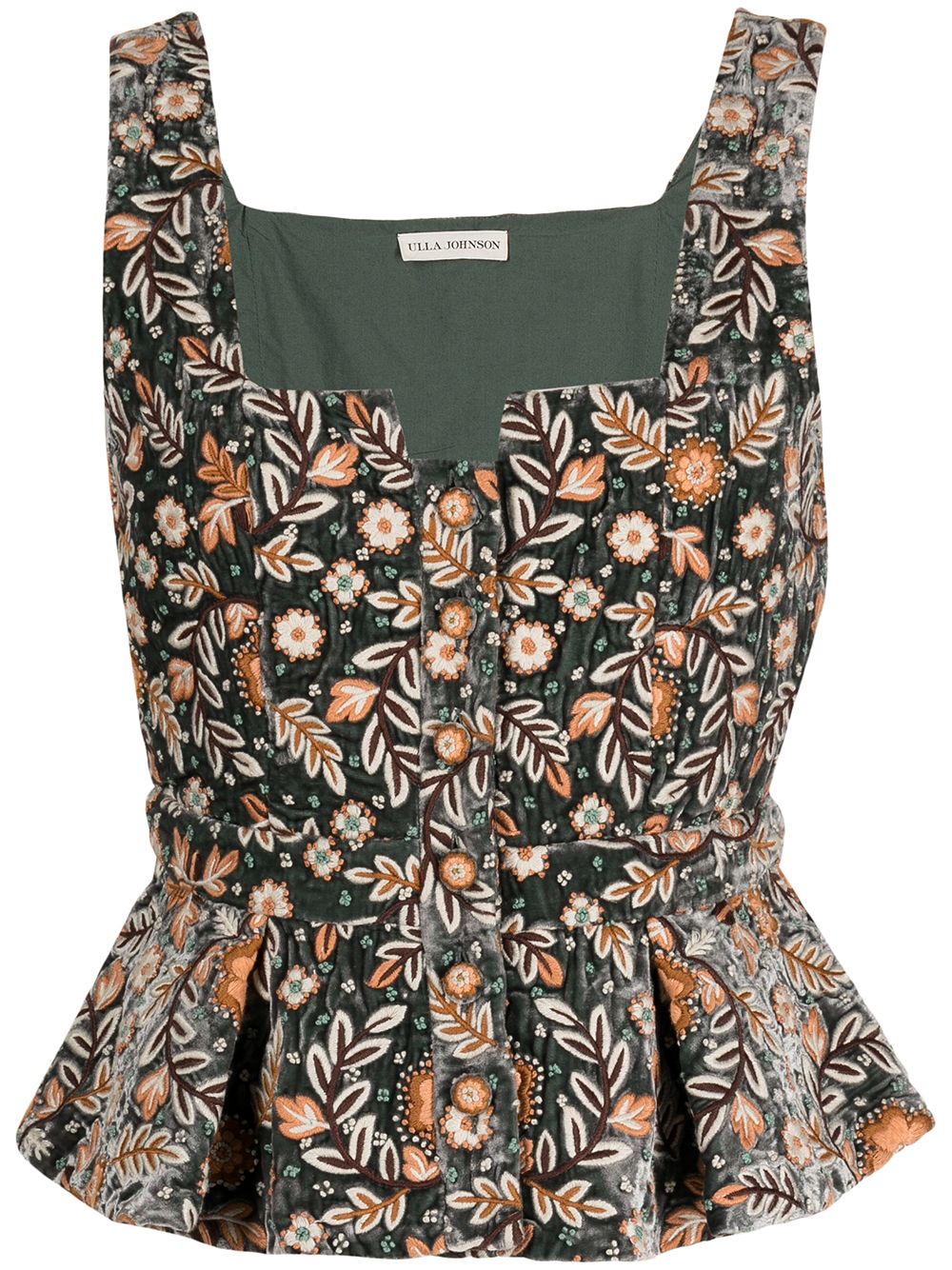 

Ulla Johnson top sin mangas Razi con peplum - Gris