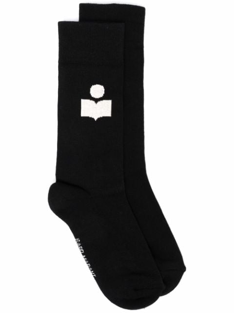 ISABEL MARANT Siloki logo-intarsia socks