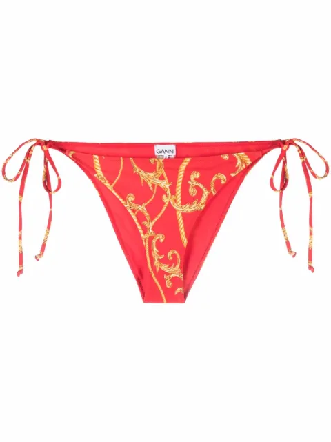 GANNI baroque-print bikini bottoms