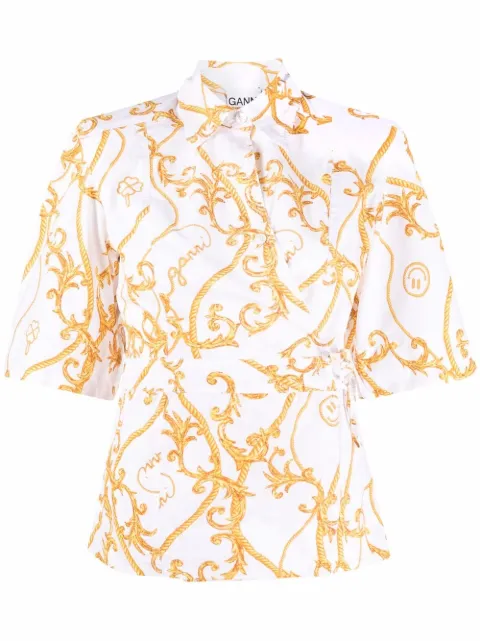 GANNI patterned short-sleeved shirt