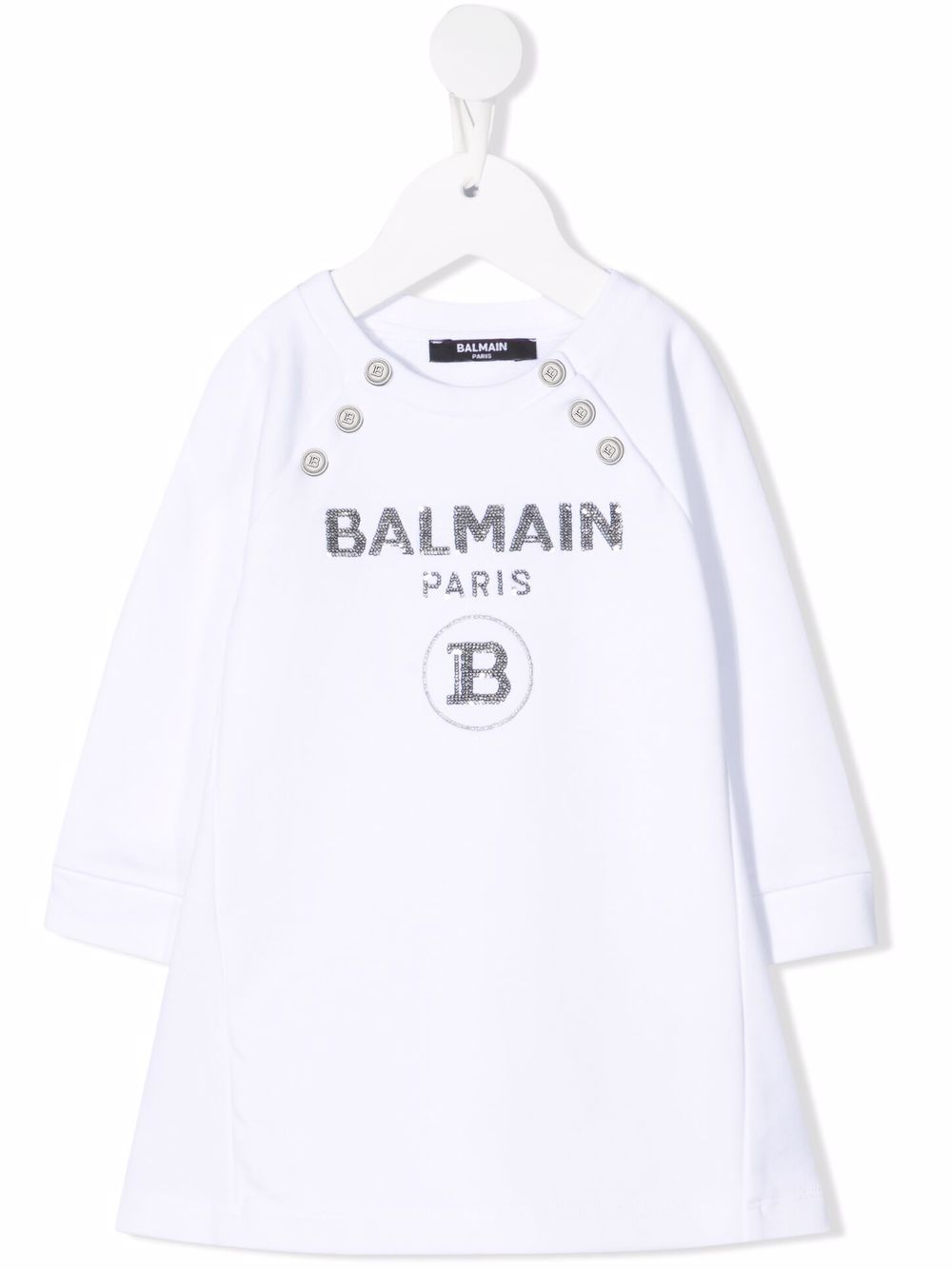 фото Balmain kids платье с длинными рукавами и логотипом