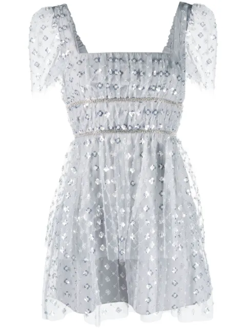 Self-Portrait sequin-embellished tiered mini dress