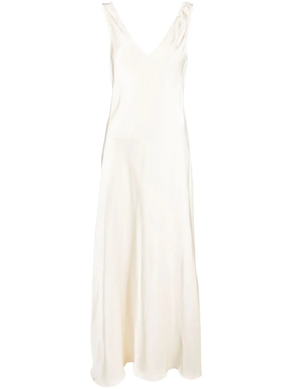 

There Was One V-neck tank satin gown - White