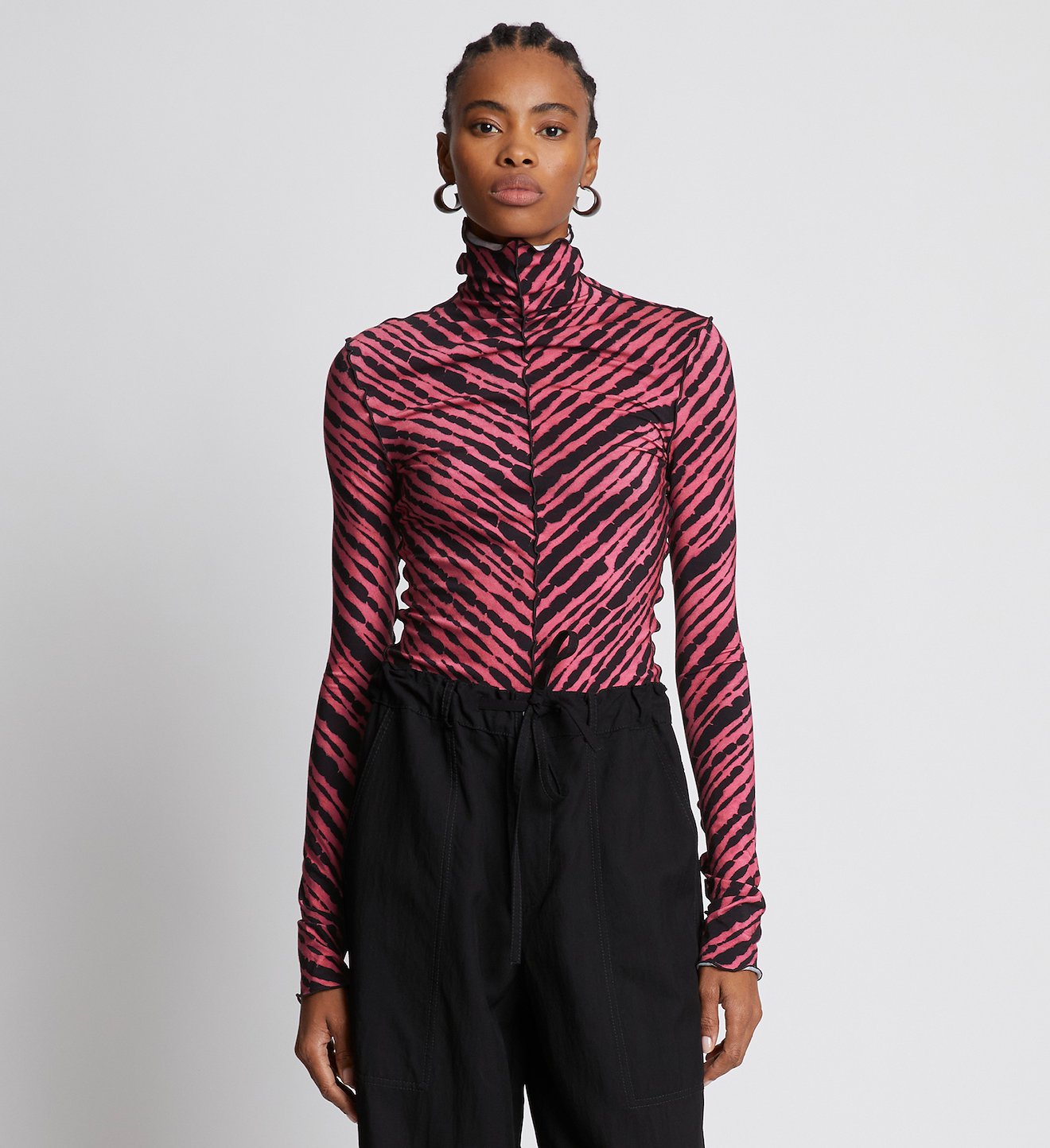 Diagonal Tie Dye Jersey Turtleneck