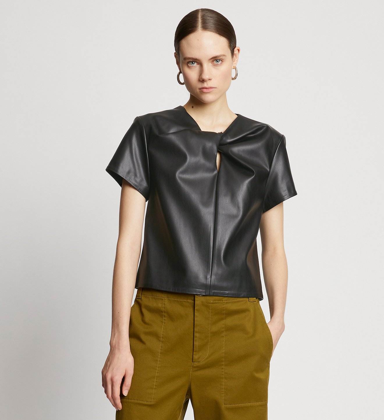 Faux Leather Twisted Top
