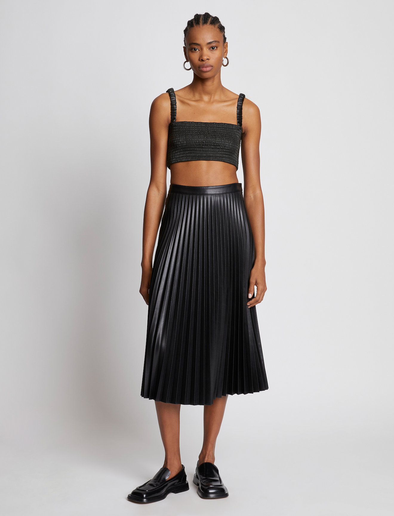 Faux Leather Smocked Top #1