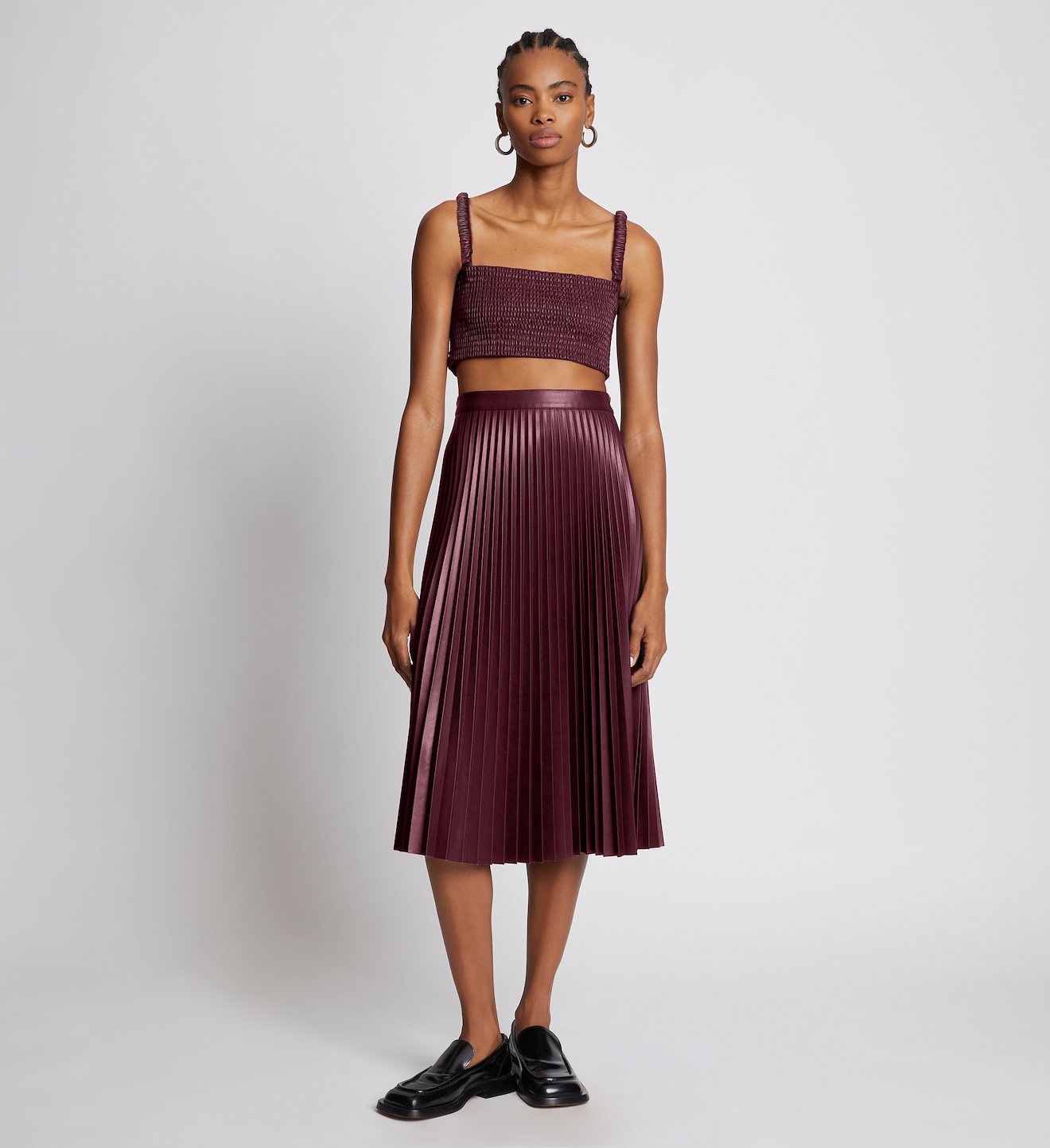 Faux Leather Pleated Skirt