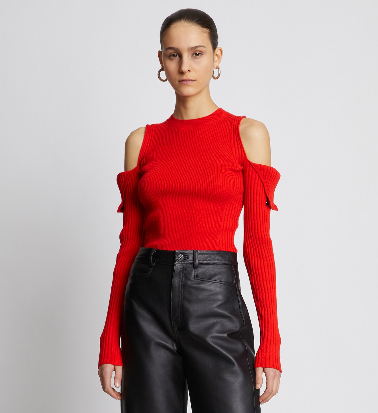 Cotton Cashmere Button Sleeve Sweater