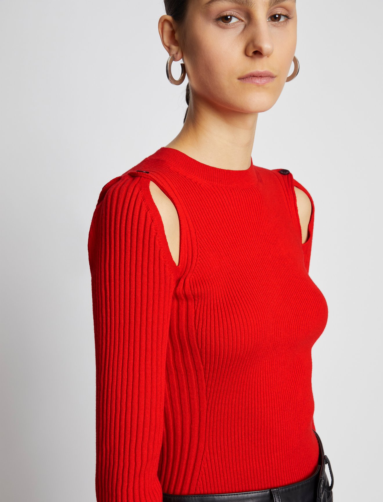 Cotton Cashmere Button Sleeve Sweater #4