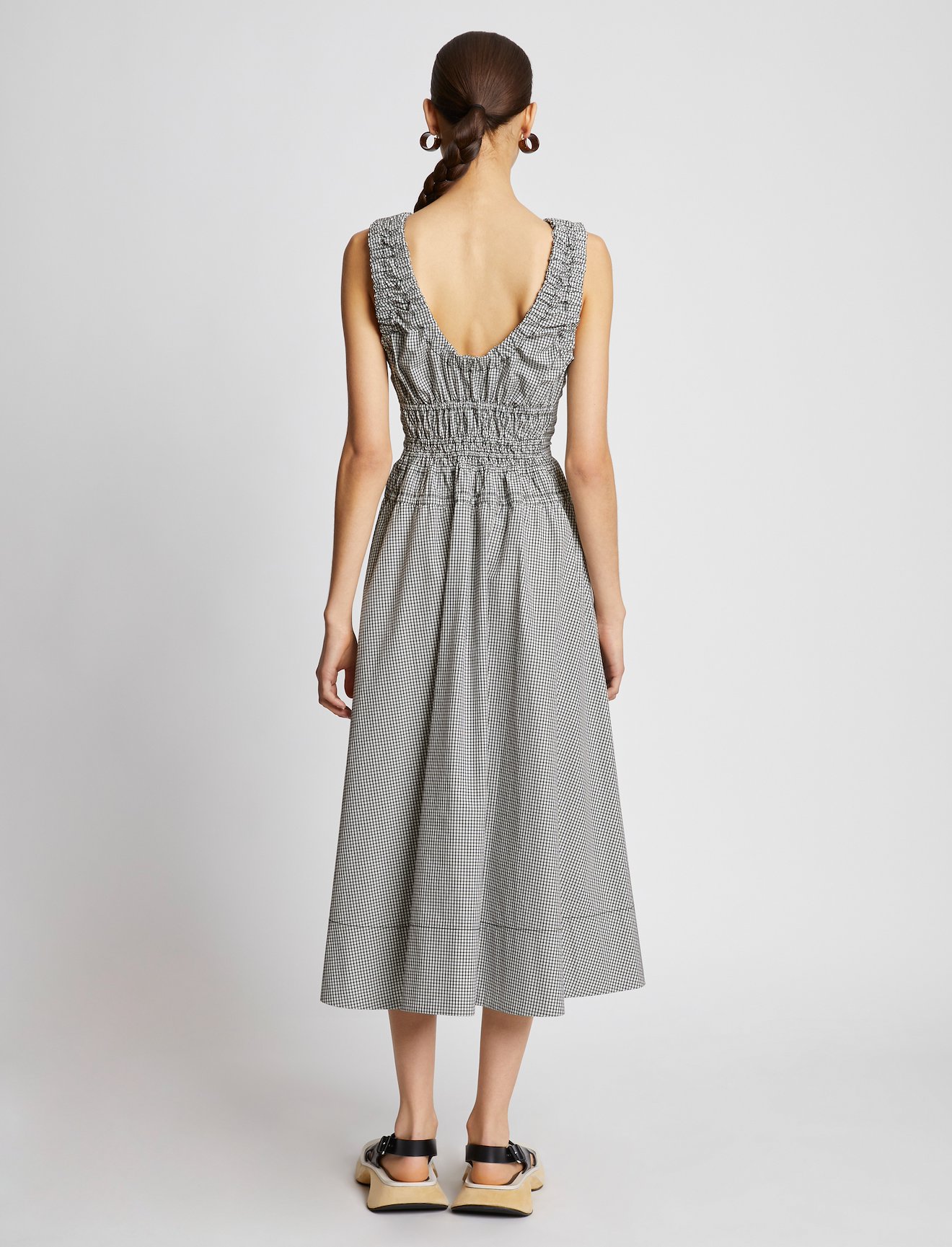 Plaid Poplin Gathered Maxi Dress #2