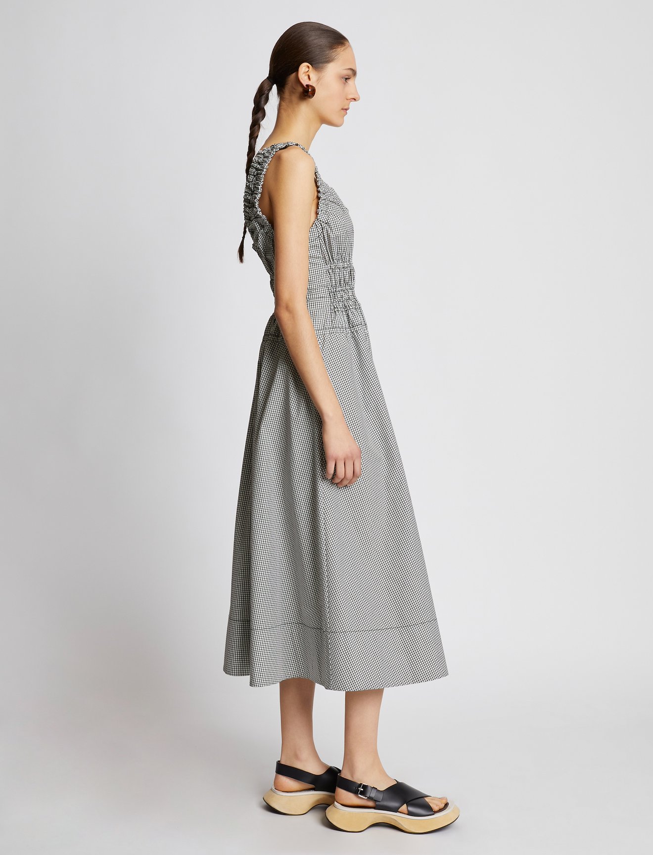 Plaid Poplin Gathered Maxi Dress #1
