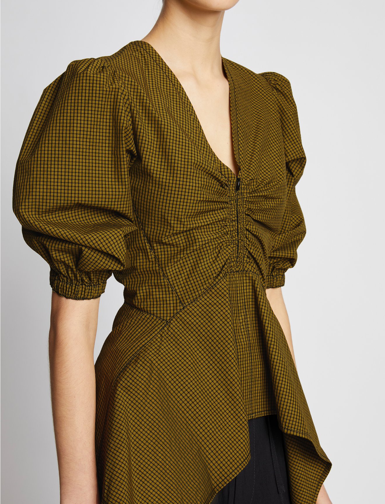 Plaid Poplin Puff Sleeve Top #4