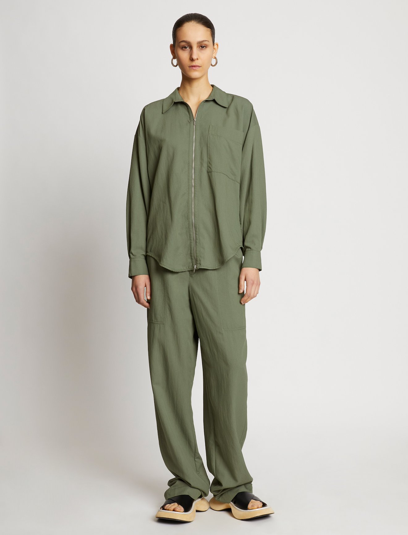 Drapey Suiting Zip Front Top #1