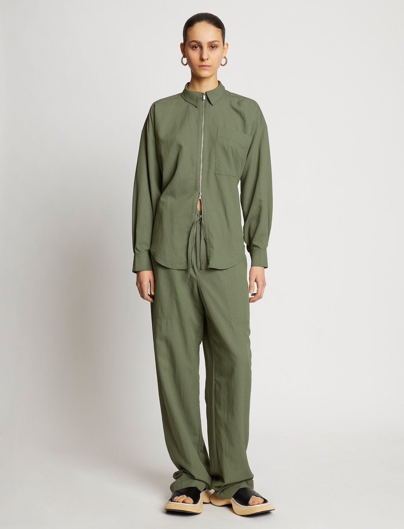 Drapey Suiting Zip Front Top #6