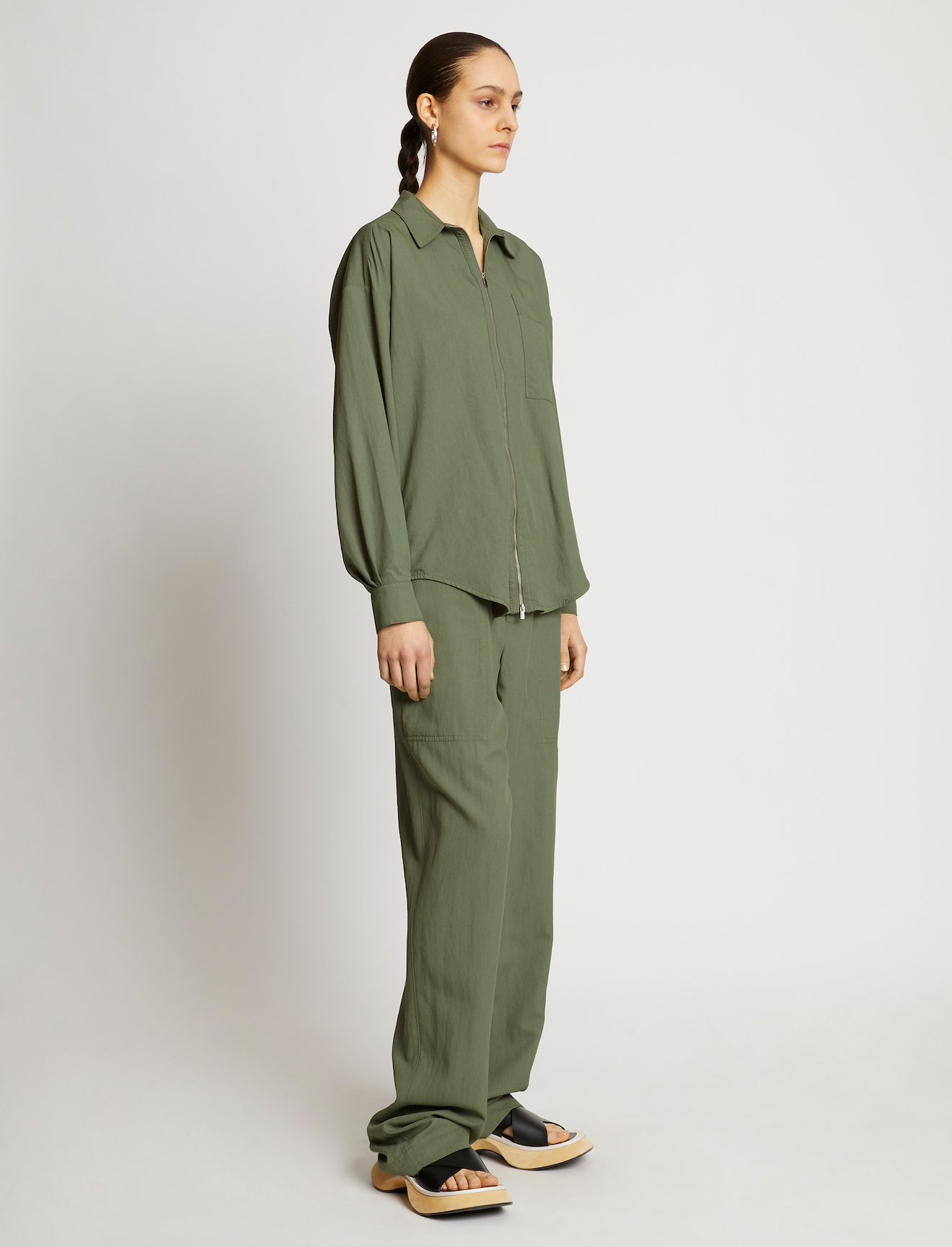 Drapey Suiting Zip Front Top #2