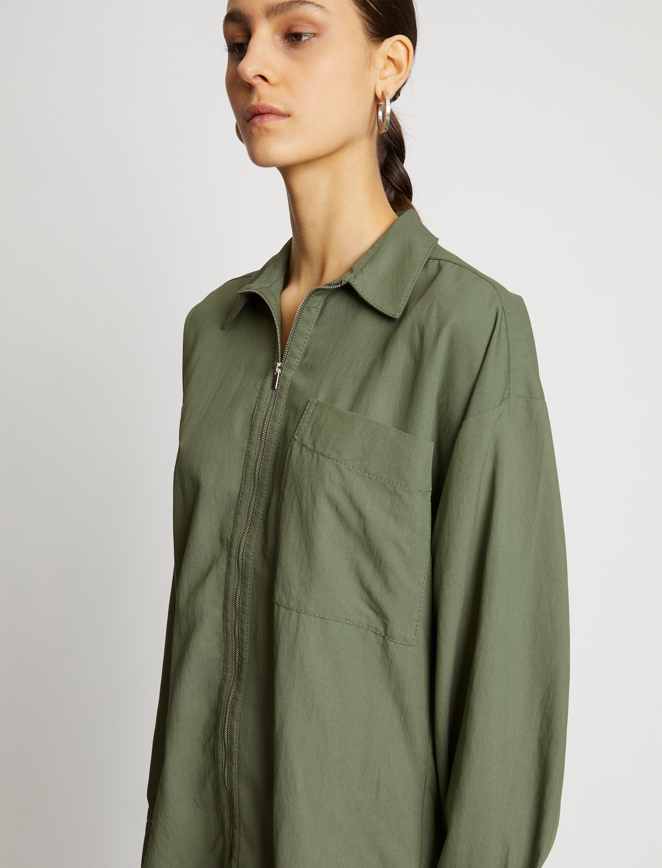 Drapey Suiting Zip Front Top #4