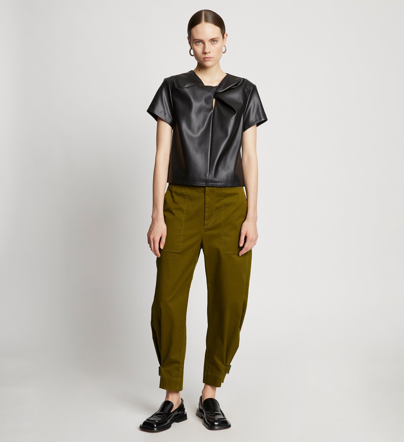 Cotton Twill Tapered Pants