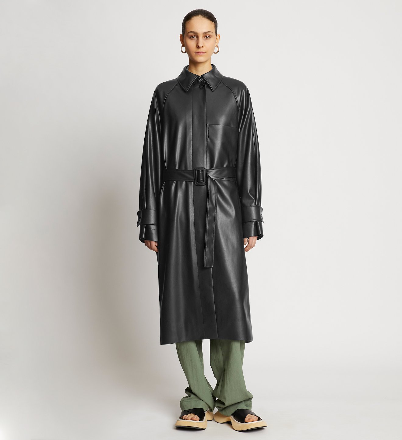 Faux Leather Trench