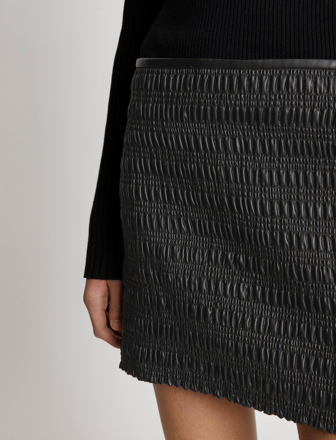 Faux Leather Smocked Mini Skirt #3