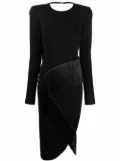 The Attico panelled long-sleeved midi dress - Black