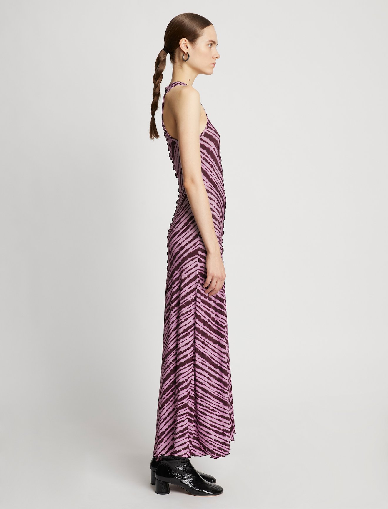 Diagonal Stripe Sleeveless Jersey Dress #1