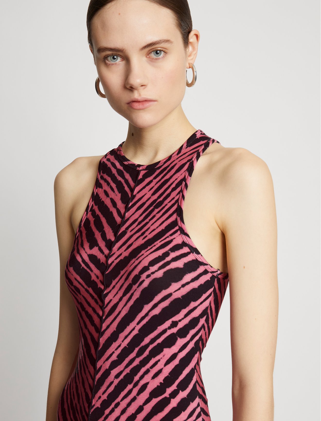Diagonal Stripe Sleeveless Jersey Dress #3
