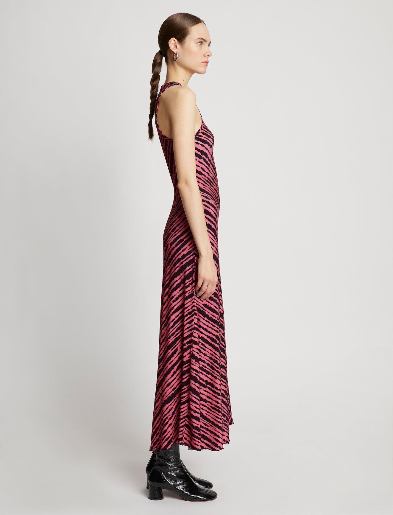 Diagonal Stripe Sleeveless Jersey Dress #1