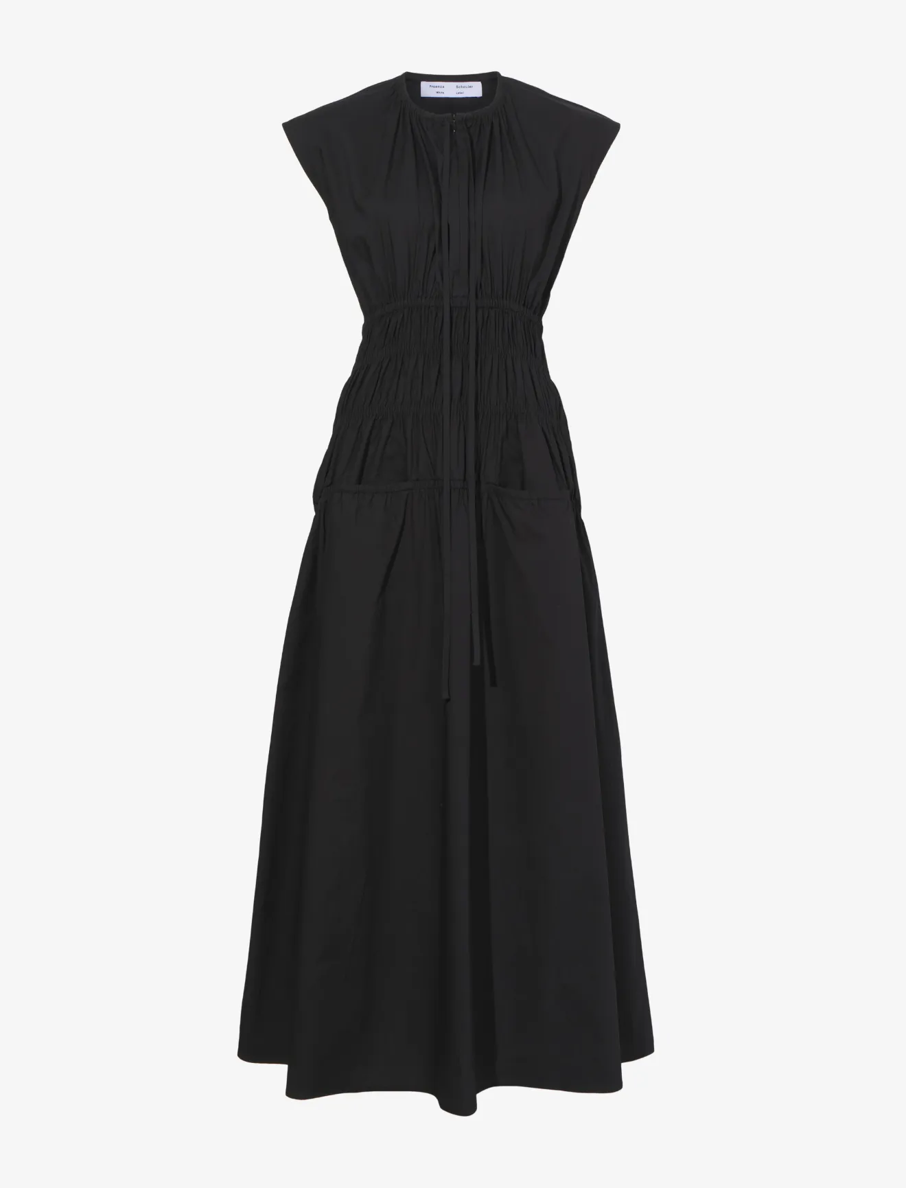 Poplin Drawstring Midi Dress in black Proenza Schouler