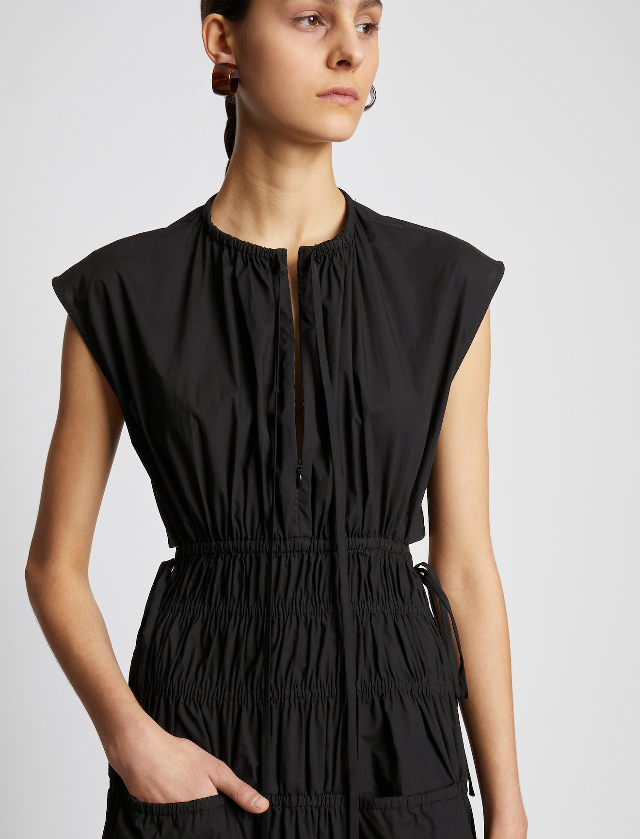 Poplin Drawstring Midi Dress #3
