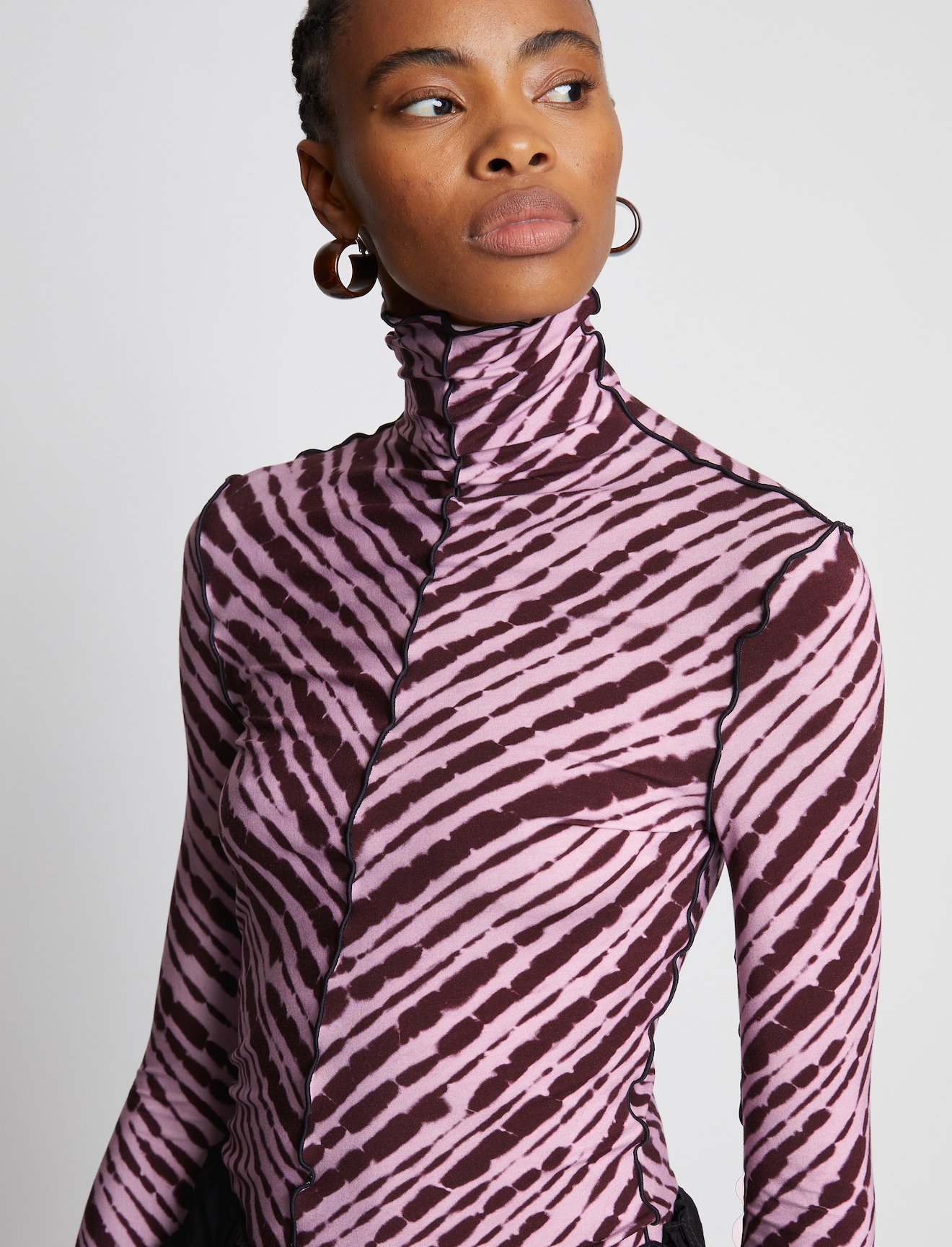 Diagonal Tie Dye Jersey Turtleneck #4