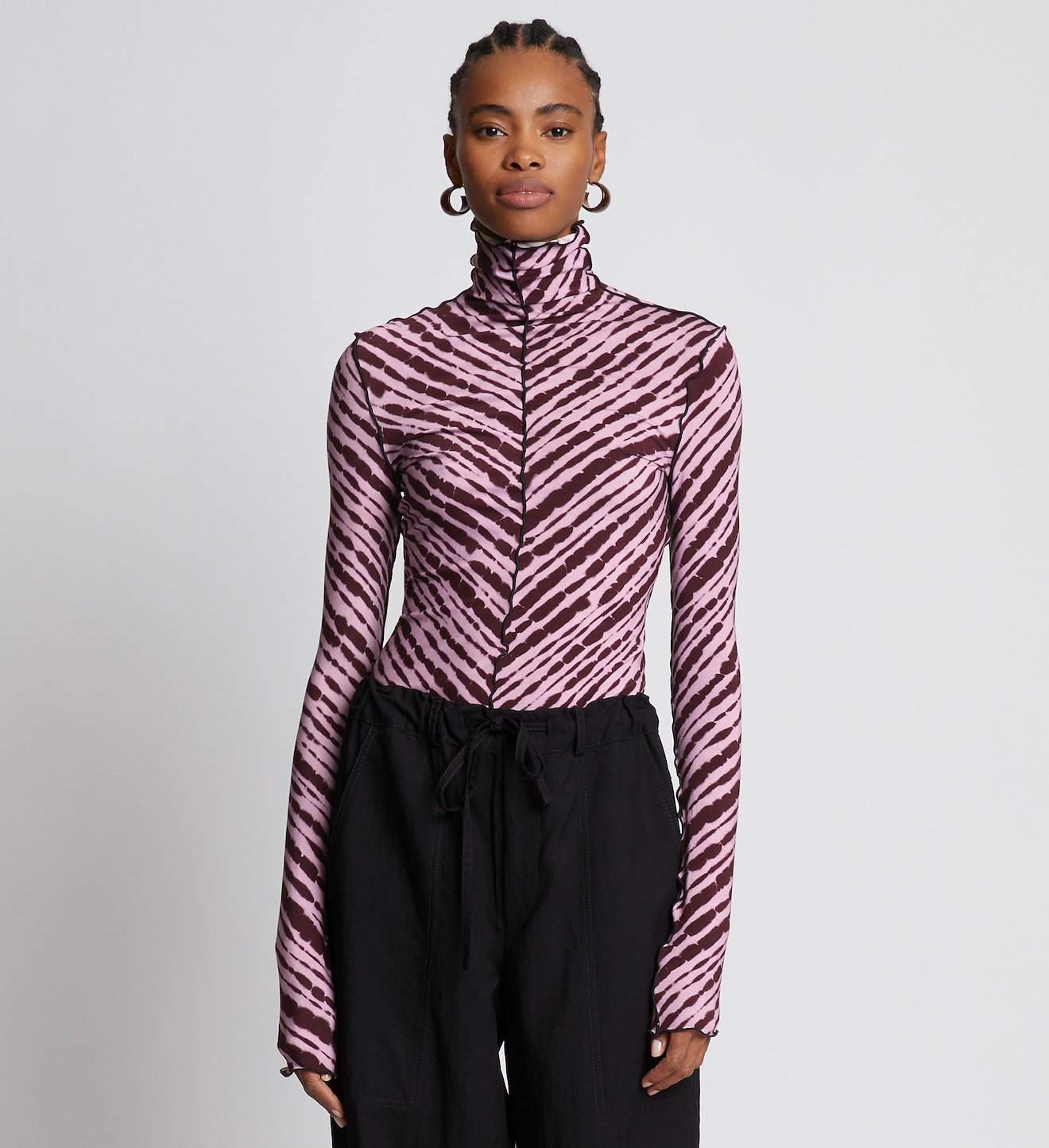 Diagonal Tie Dye Jersey Turtleneck