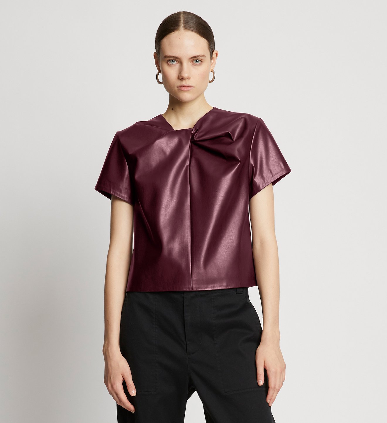 Faux Leather Twisted Top