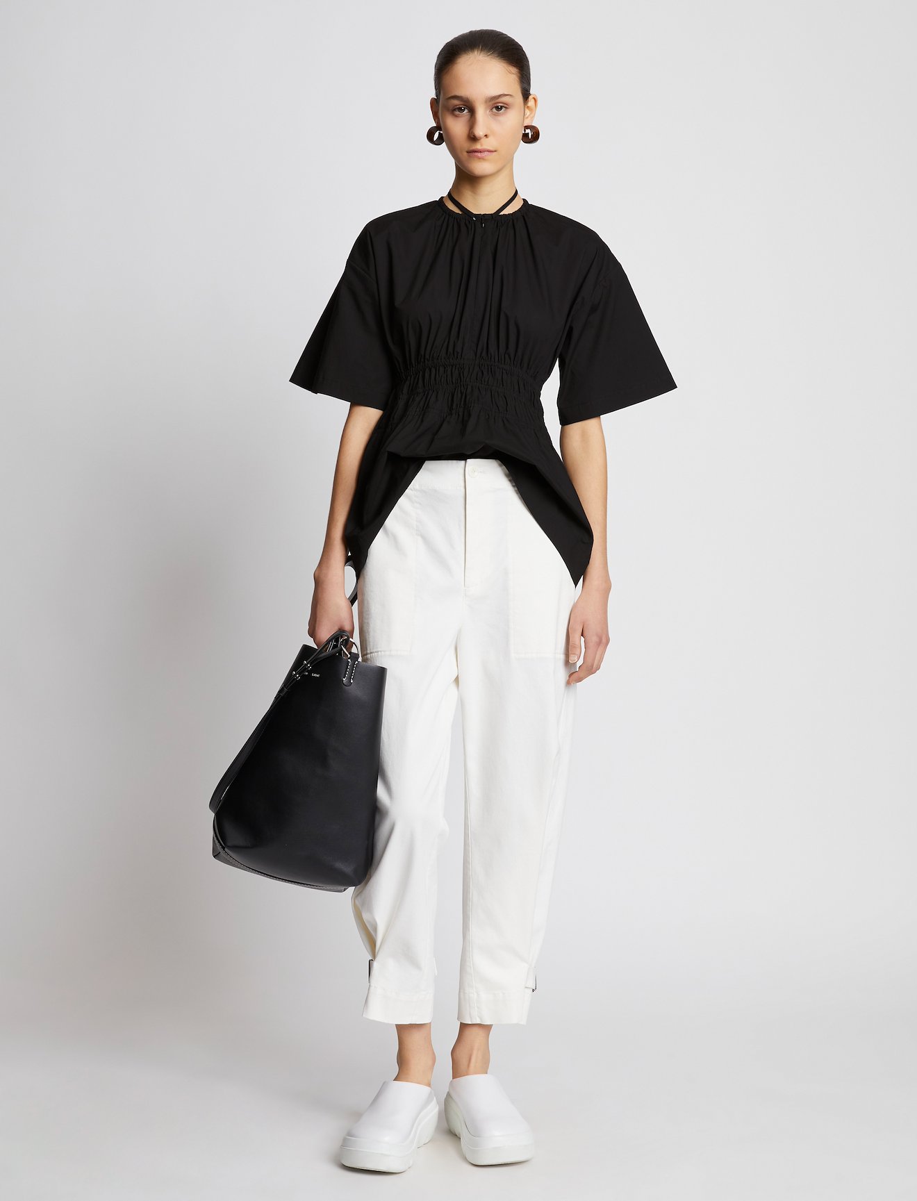 Poplin Drawstring Blouse #1