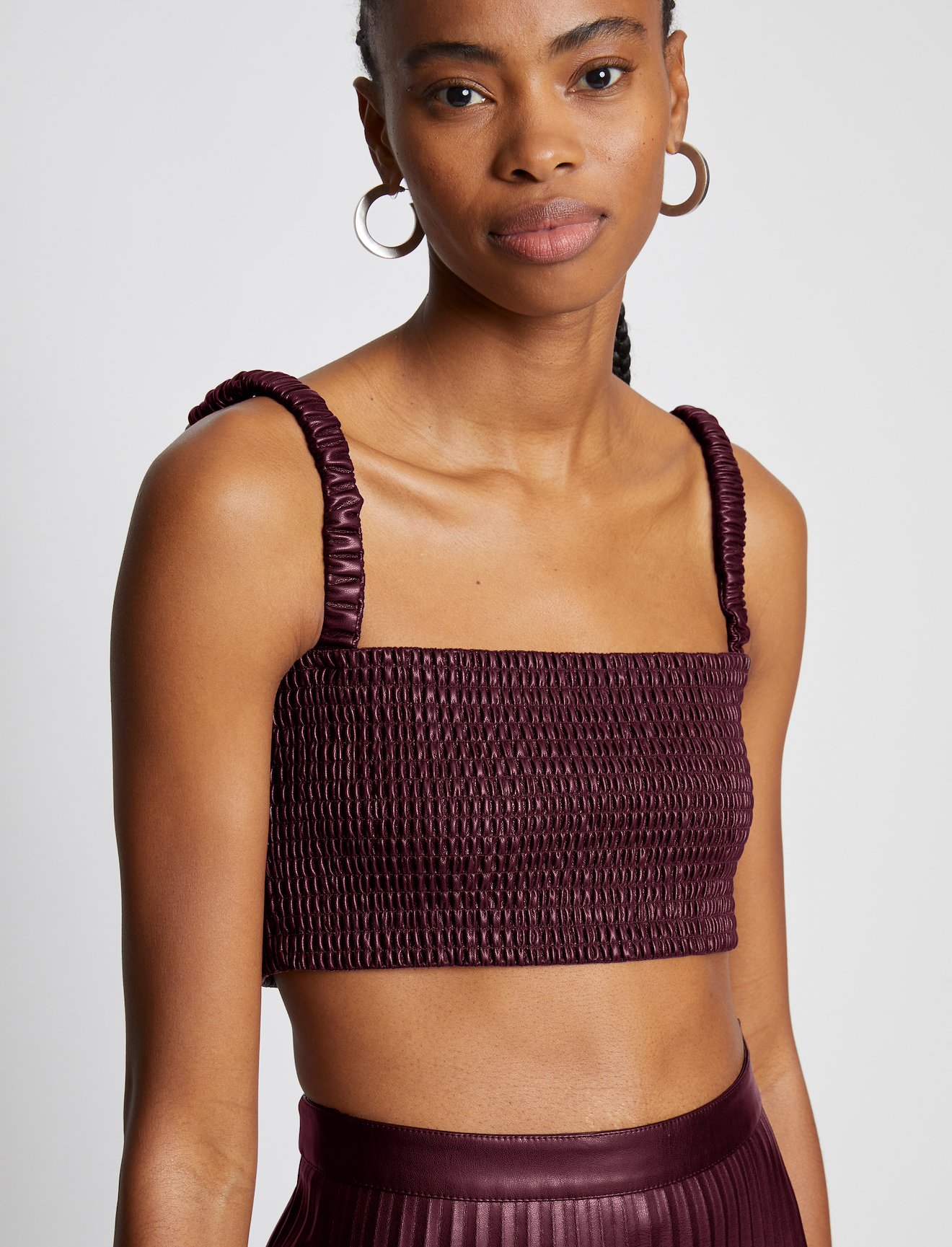 Faux Leather Smocked Top #4
