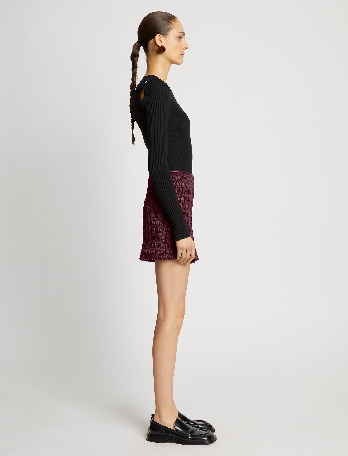 Faux Leather Smocked Mini Skirt #1