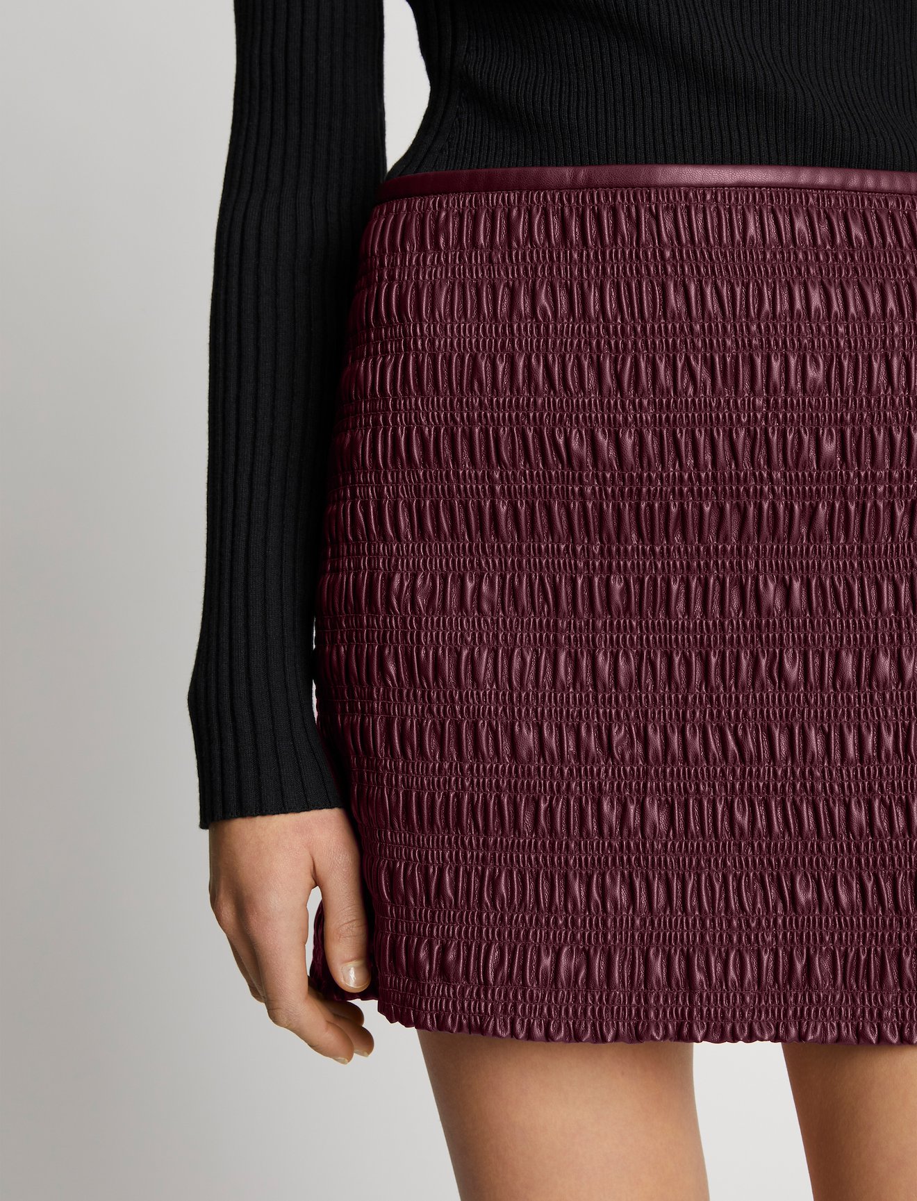 Faux Leather Smocked Mini Skirt #3