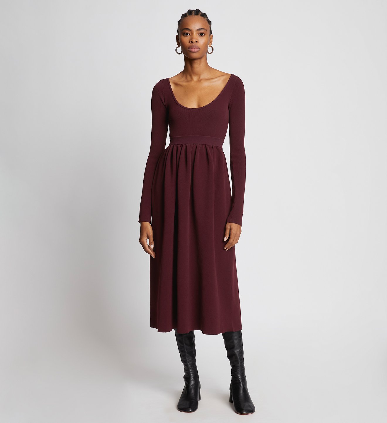 Rib Knit Long Sleeve Dress