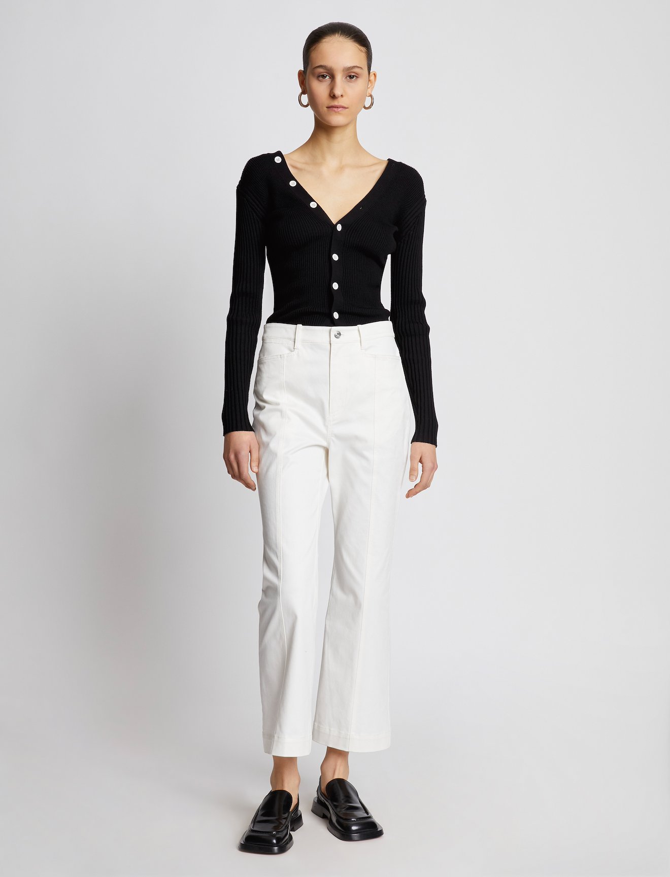 Cotton Cashmere Rib Knit Cardigan #1