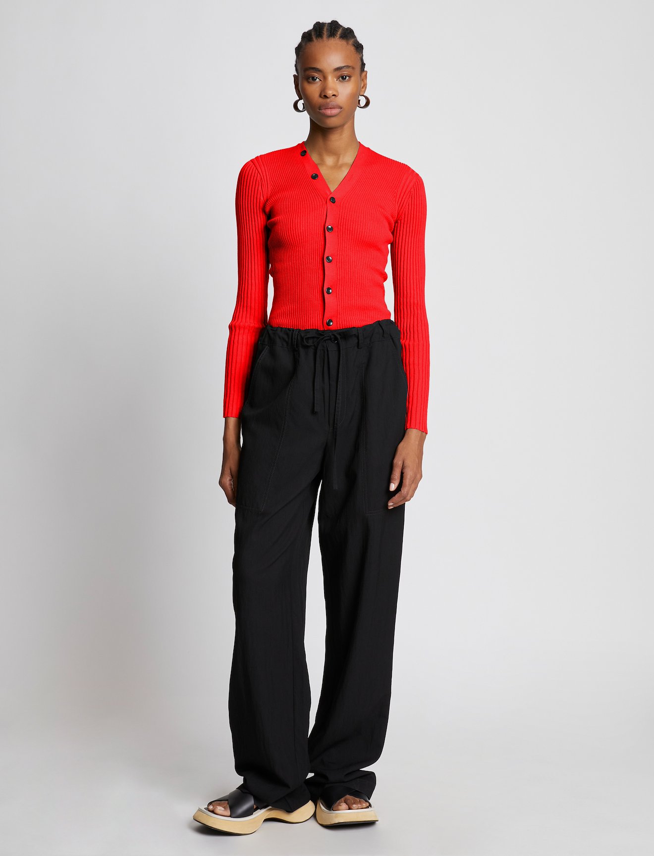 Cotton Cashmere Rib Knit Cardigan #1