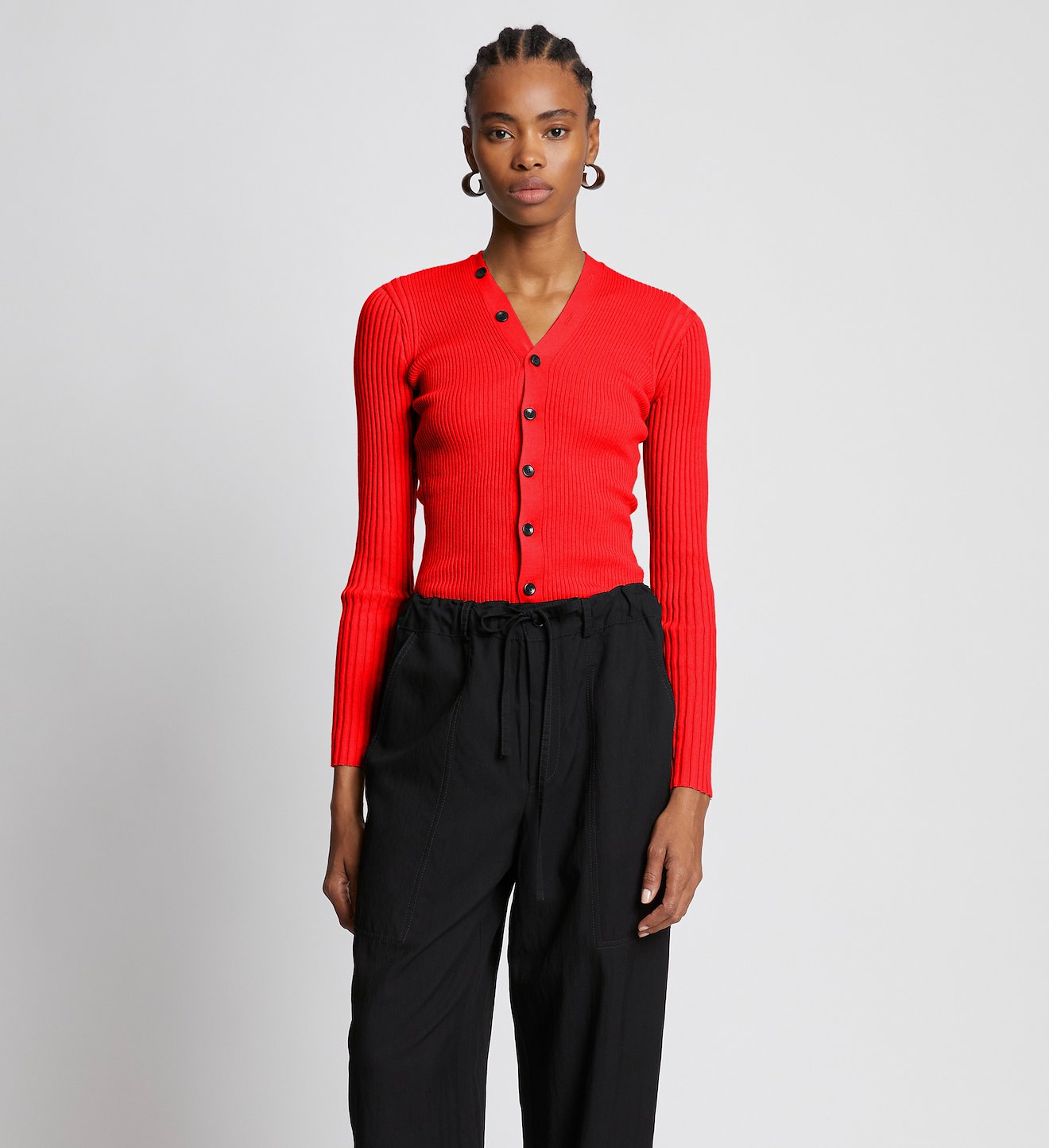 Cotton Cashmere Rib Knit Cardigan