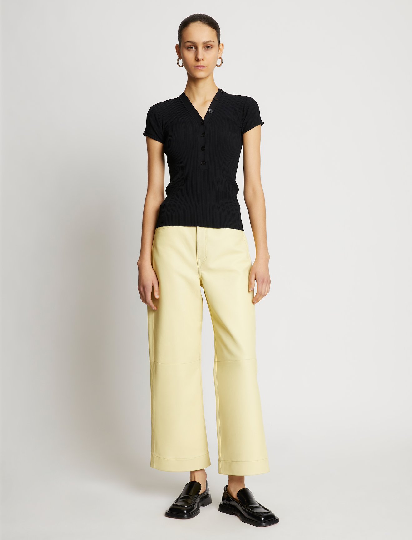 Rib Knit Polo Top #1